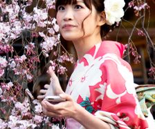 Kvinna med kimono, Kyoto Japan